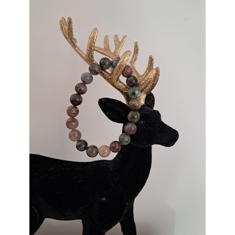 Bracelet boule tourmaline multicolore 10mm