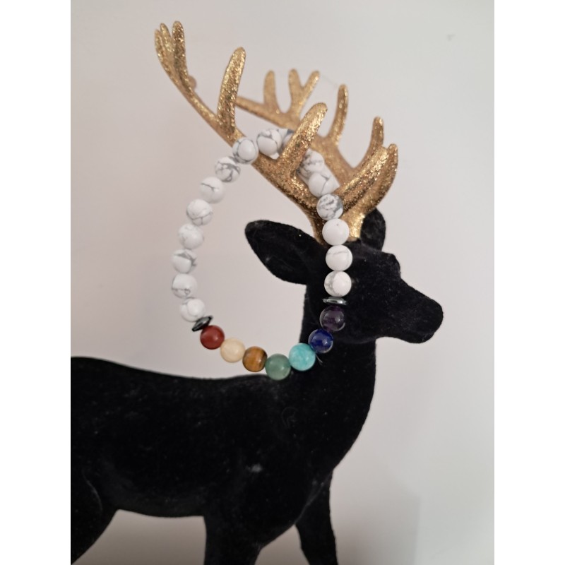 Bracelet boule 7 chakras + howlite 8 mm