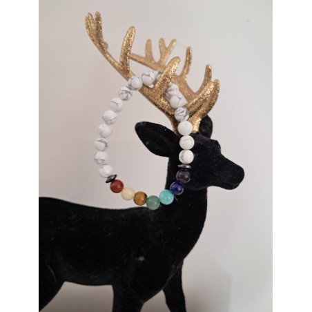 Bracelet boule 7 chakras + howlite 8 mm