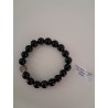 Bracelet boule tourmaline noire avec quartz 10mm
