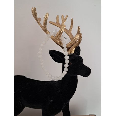 Bracelet boule pierre de lune beige 6mm