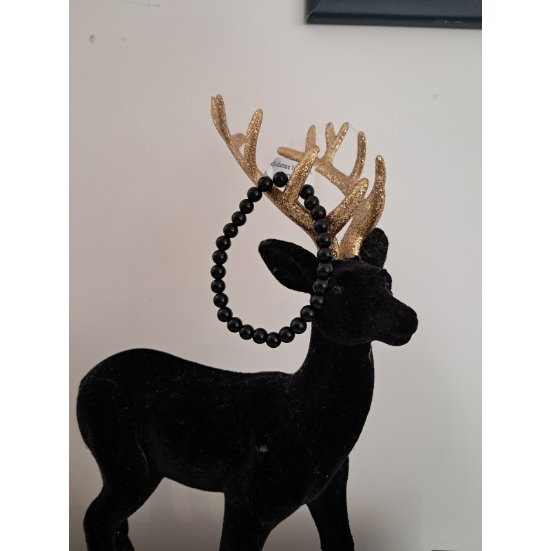 Bracelet boule obsidienne noir 6 mm