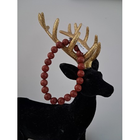 Bracelet boule jaspe rouge  A 8 mm