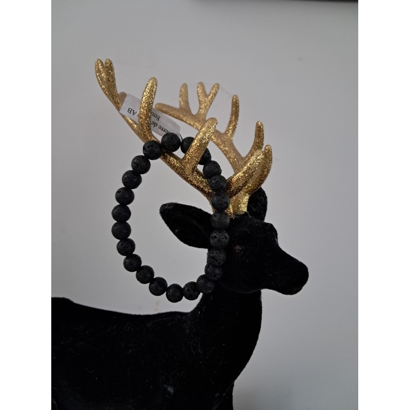 Bracelet boule pierre de lave A 8 mm