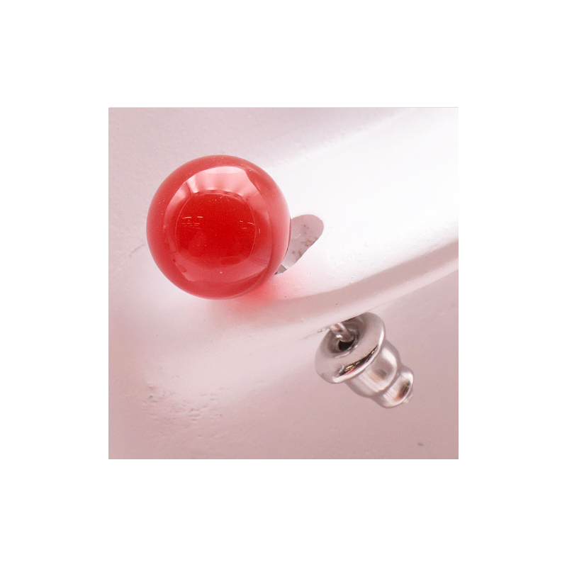 Boucle d'oreille M04 boule 08 mm cornaline