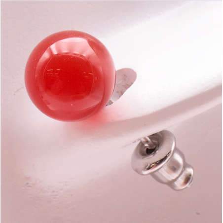 Boucle d'oreille M04 boule 08 mm cornaline