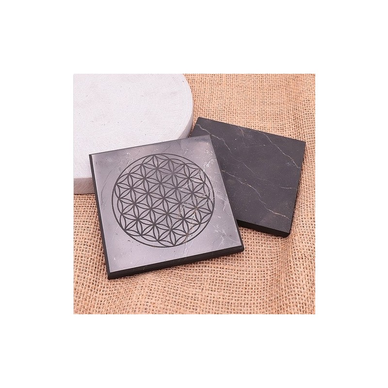 Plaque de protection 01 fleur de vie shungite 100/100/10mm (1 pièce)