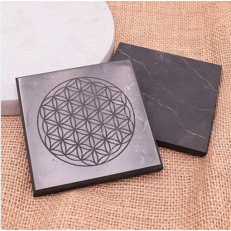 Plaque de protection 01 fleur de vie shungite 100/100/10mm (1 pièce)