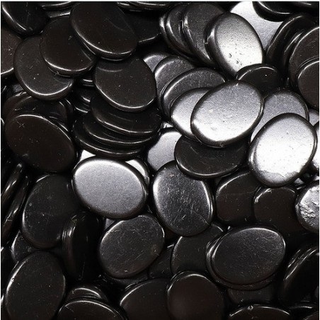 Pierre plate shungite AA 30 - 50mm (1 pièce)