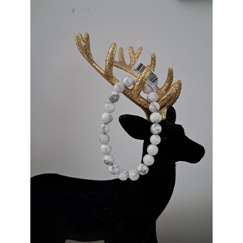 Bracelet boule howlite blanche 8mm