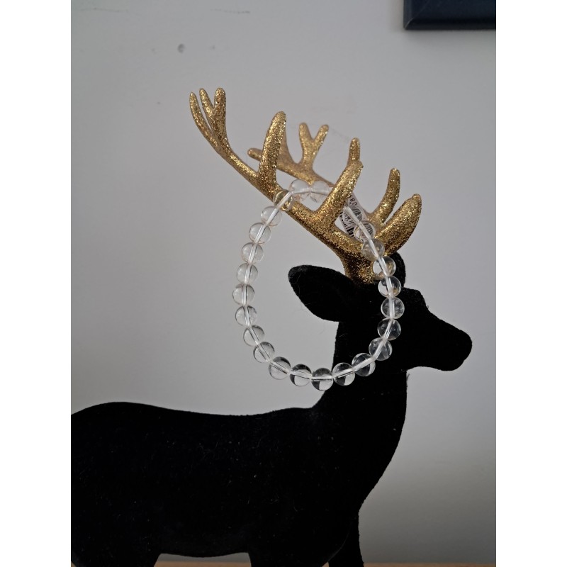 Bracelet boule Cristal de roche 8mm