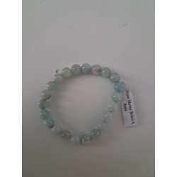 Bracelet boule aigue-marine 8mm