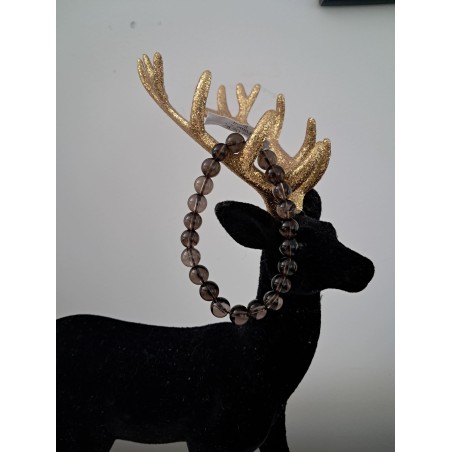 Bracelet boule cristal de roche fumé 8mm