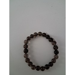 Bracelet boule cristal de roche fumé 8mm