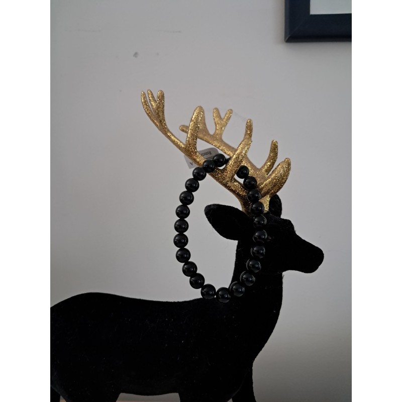 Bracelet boule obsidienne noir 8 mm