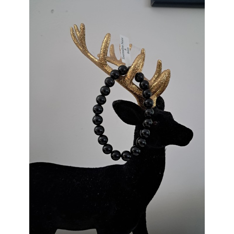 Bracelet boule tourmaline noire 8mm