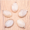 Pendentif pierre plate ovale pierre de lune beige (1 pièce)