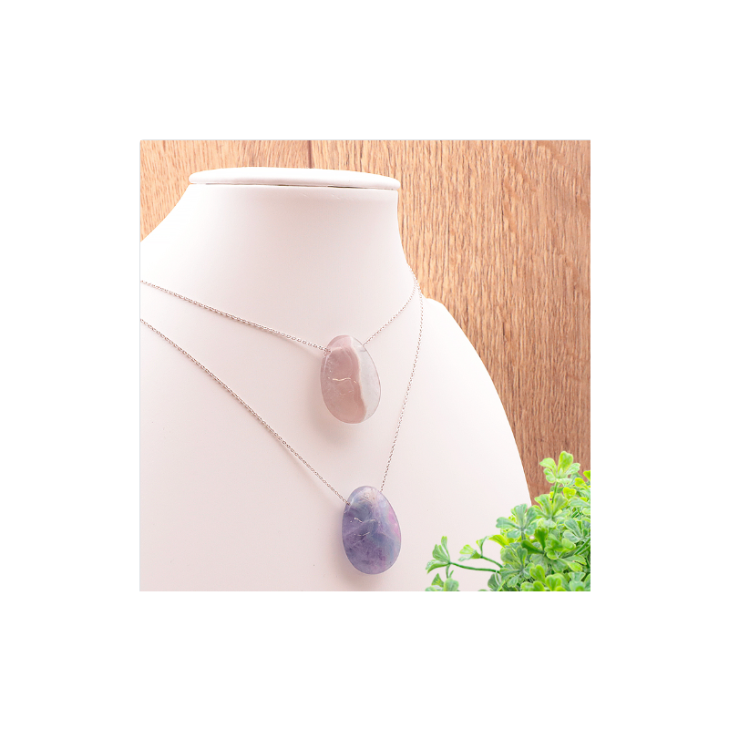 Pendentif pierre percée forme goutte fluorine multicolore claire (1 pièce)