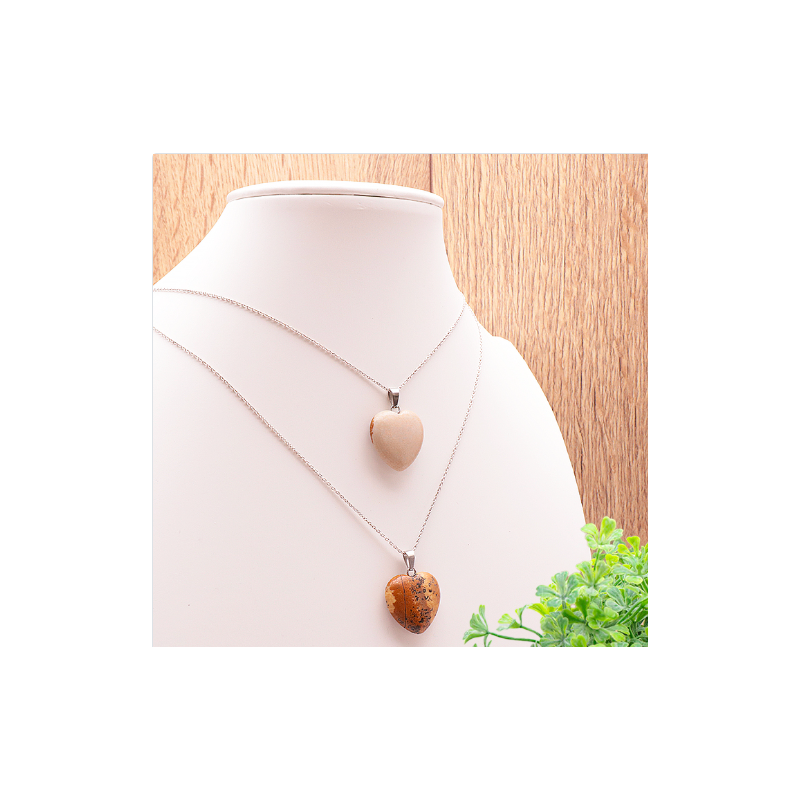 Pendentif pierre cœur Jaspe paysage (1 pièce)