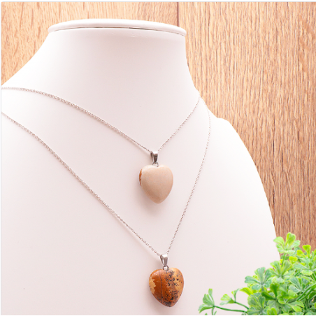 Pendentif pierre cœur Jaspe paysage (1 pièce)