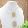 Pendentif pierre plate rectangle pierre de lune beige (1 pièce)