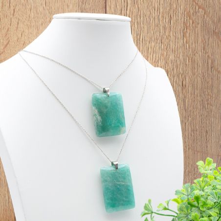 Pendentif pierre plate rectangle amazonite (1 pièce)
