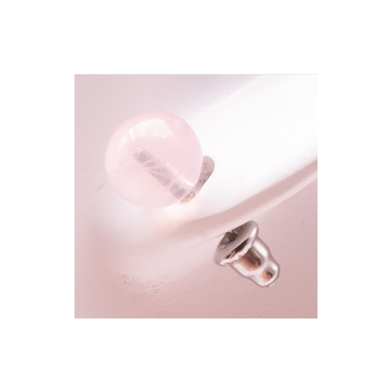 Boucle d'oreille M04 boule 08 mm quartz rose