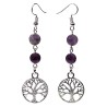 Boucle d'oreille fluorite / améthyste arbre de vie