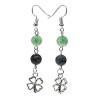 Boucles d'oreilles kambaba/Aventurine verte + trèfle