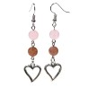 Boucles d'oreilles Quartz rose/Quartz fraise & coeur